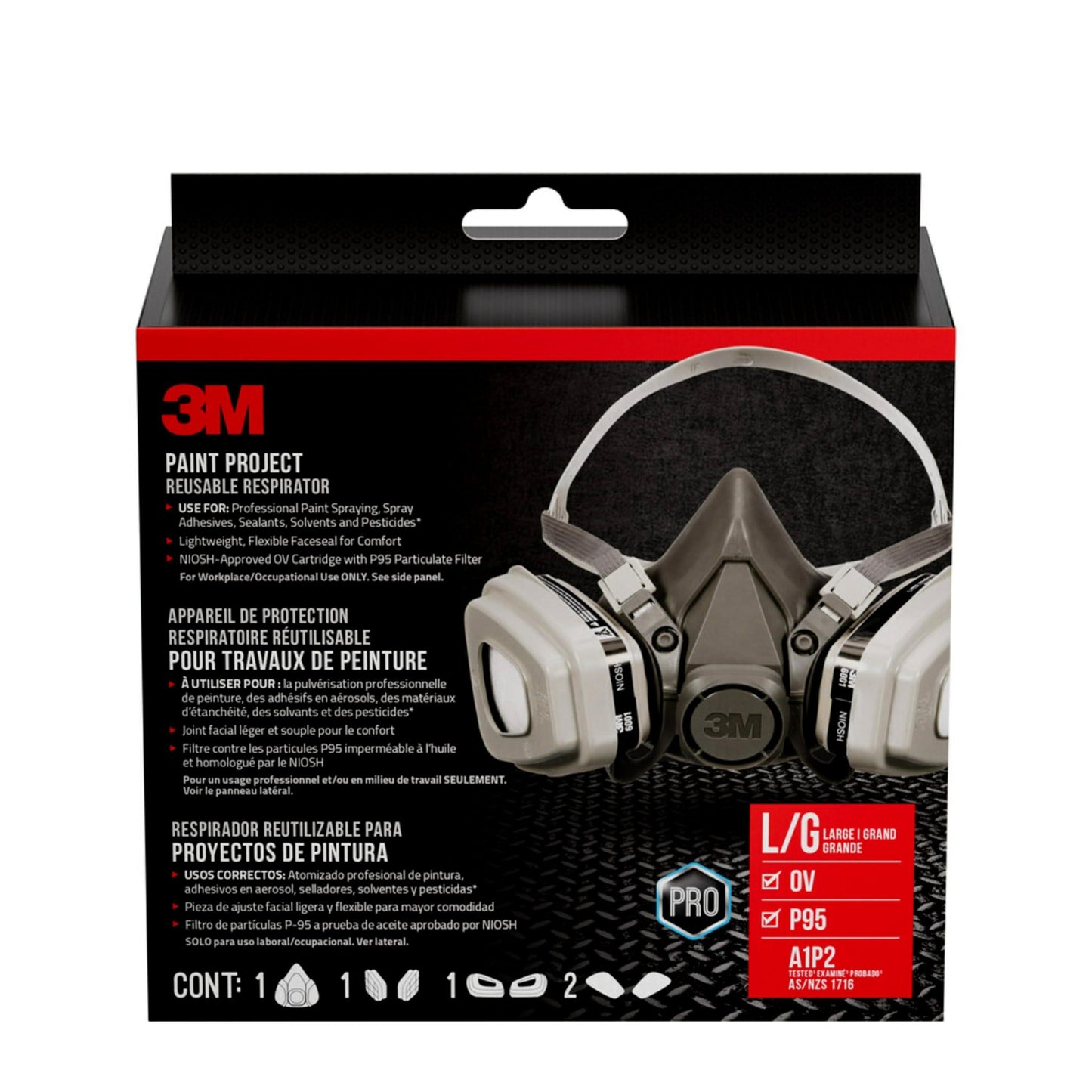 3M P95 / Organic Vapor Paint Project Reusable Respirator 6311, Large Size , NIOSH-APPROVED, Use For Professional Paint Spraying, Lightweight, Flexible, Thermoplastic Faceseal For Comfort (6311P1-DC)