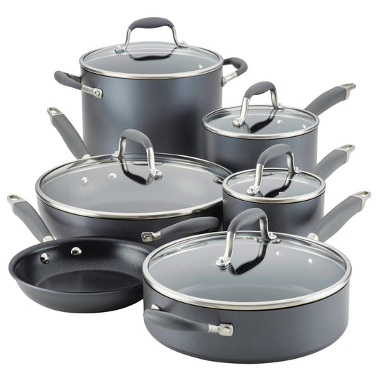 Anolon Advanced Home Hard Anodized Nonstick Pots and Pans/Cookware Set, 11 Piece - Moonstone