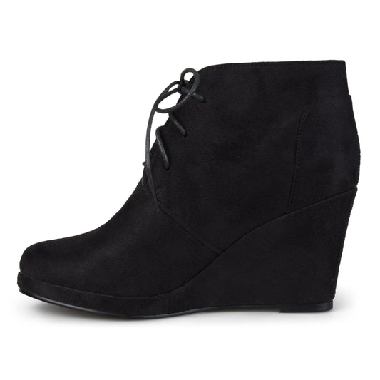 Brinley Co. Womens Wedge Faux Suede Booties Black, 7 Regular US