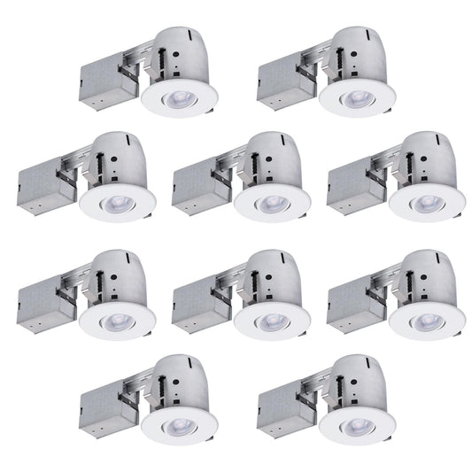 Globe Electric 90540 4" Swivel Round Trim Recessed Lighting Kit 10-Pack, White, Easy Install Push-N-Click Clips, 3.88" Hole Size