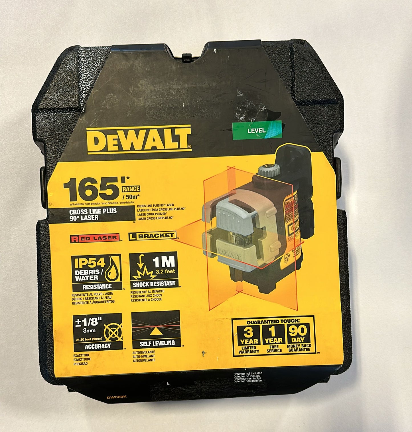 DEWALT Line Laser, Self-Leveling, Black, 3-Beam (DW089K)