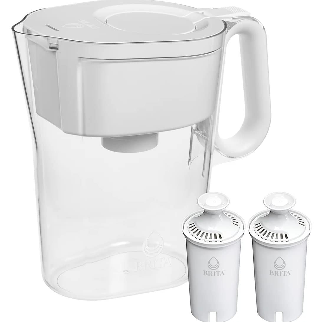 Brita Large 10 Cup Water Filter Pitcher with Smart Light Filter Reminder and 2 Standard Filtes, Made Without BPA, White (Packaging May Vary) (1512822)