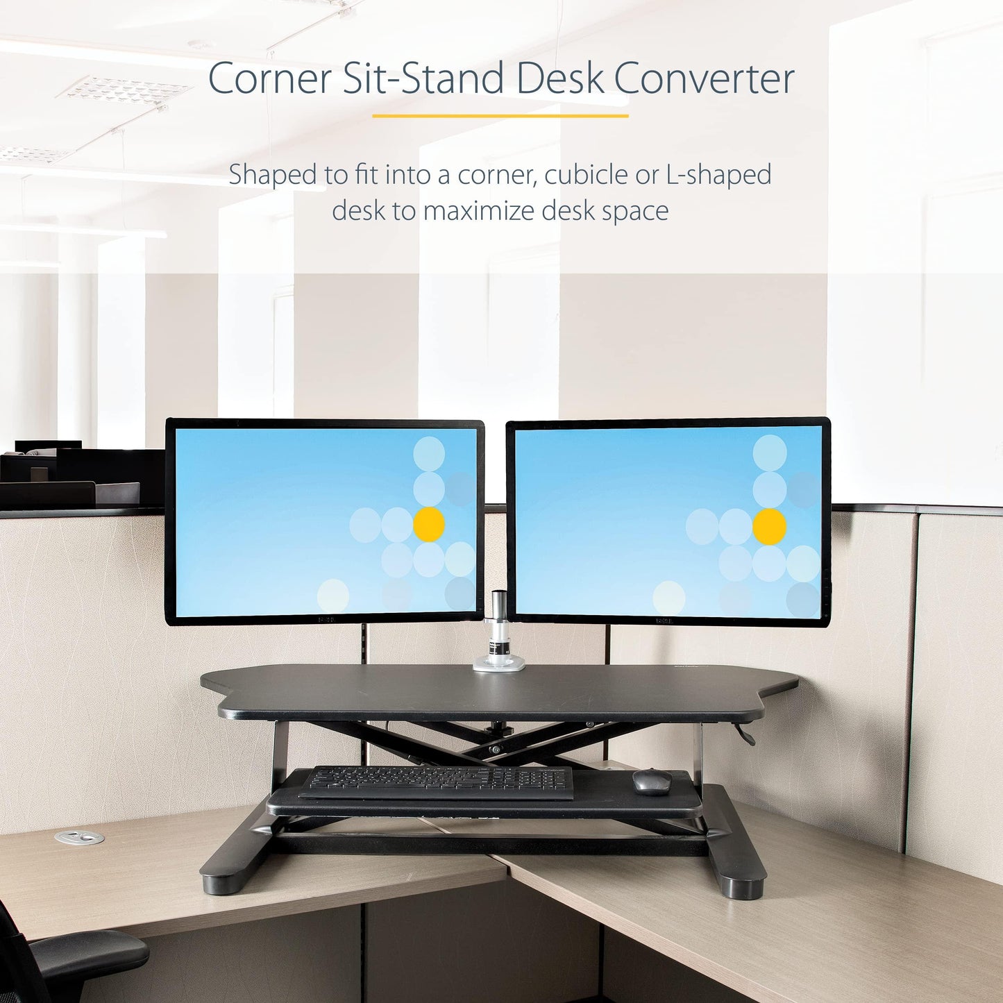 StarTech.com Sit-Stand Workstation Multipurpose Desktop Riser, 6.3" x 44.4" x 27.7", Black