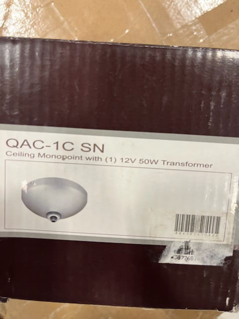 Jesco QAC-1CSN Ceiling Monopoint pendant 12 volt canopy 12v transformer 50 watt