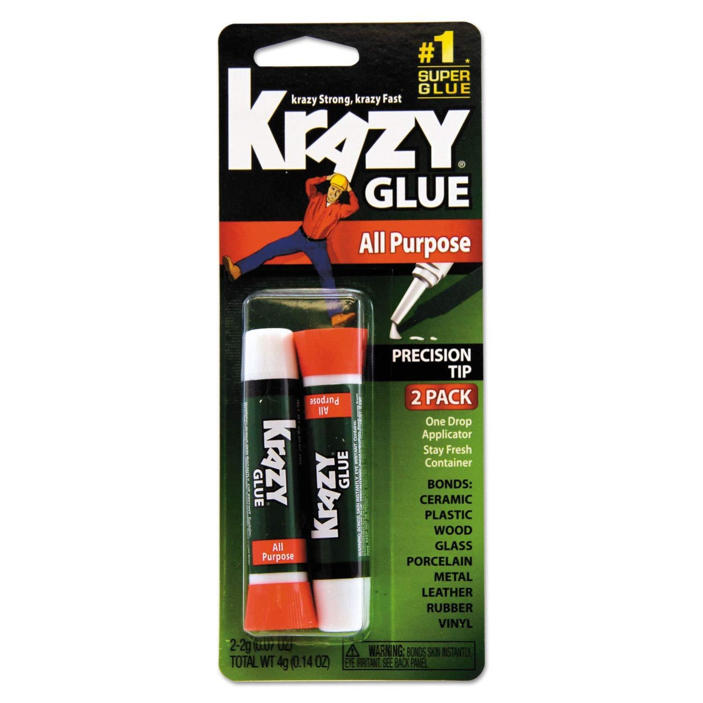 Krazy Glue KG517 All Purpose Super Glue, Precision Tip, 2 Grams, 2 Count