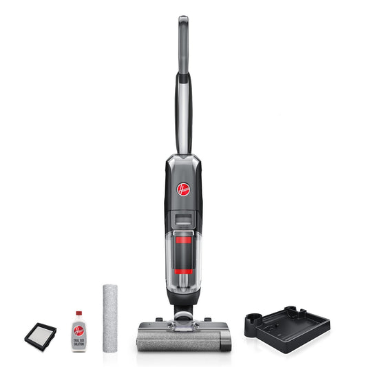 Hoover Streamline Corded Hard Floor Cleaner, Wet Dry Vacuum with Self Cleaning System, Edge Cleaning, LCD Display, FH46000V, Silver