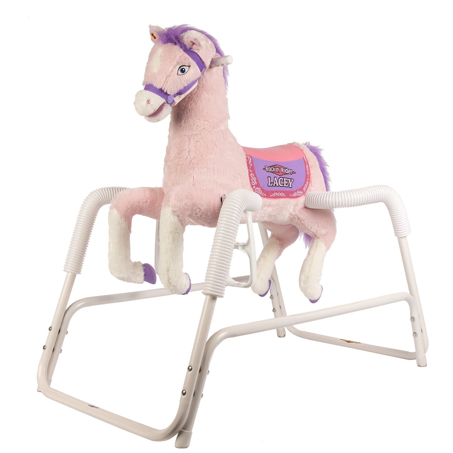 Rockin' Rider Lacey Talking Plush Spring Horse,White, Large