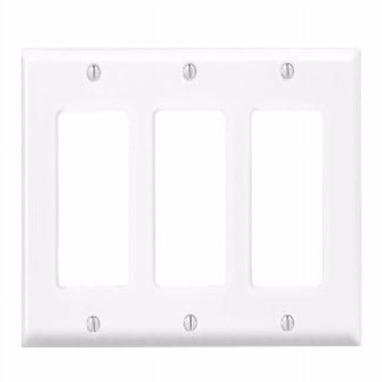 Leviton 3000484 protective Powder Coated 3 Gang Thermoset Plastic Decora Wall Plate, White