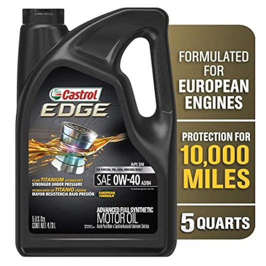 Castrol EDGE Euro 0W-40 A3/B4 Advanced Full Synthetic Motor Oil, 5 Quarts