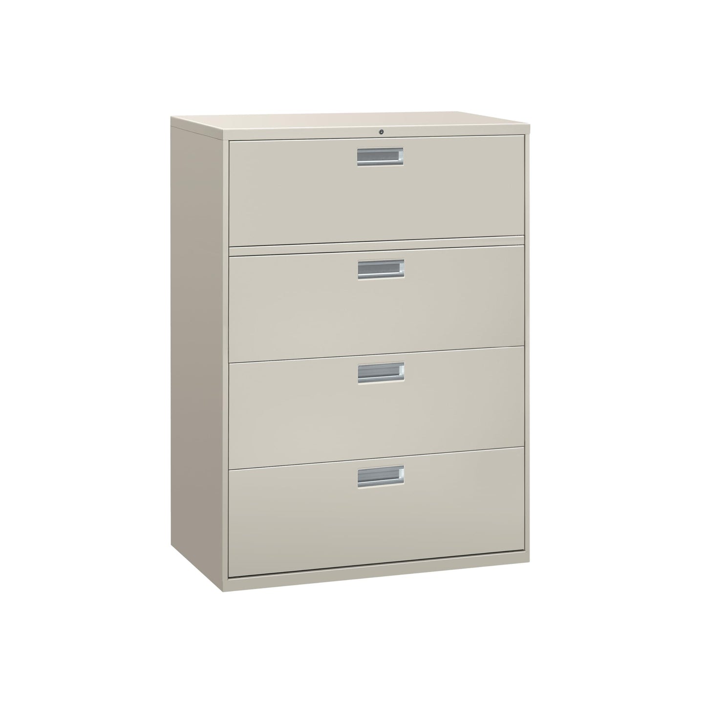 HON 4 Drawer File Cabinet with Lock - 600 Series Lateral Office Storage Cabinet Locking Metal Filing Cabinet with Drawers 42"W x 18"D - Adjustable Hangrails for A4, legal, Letter Files - Light Grey