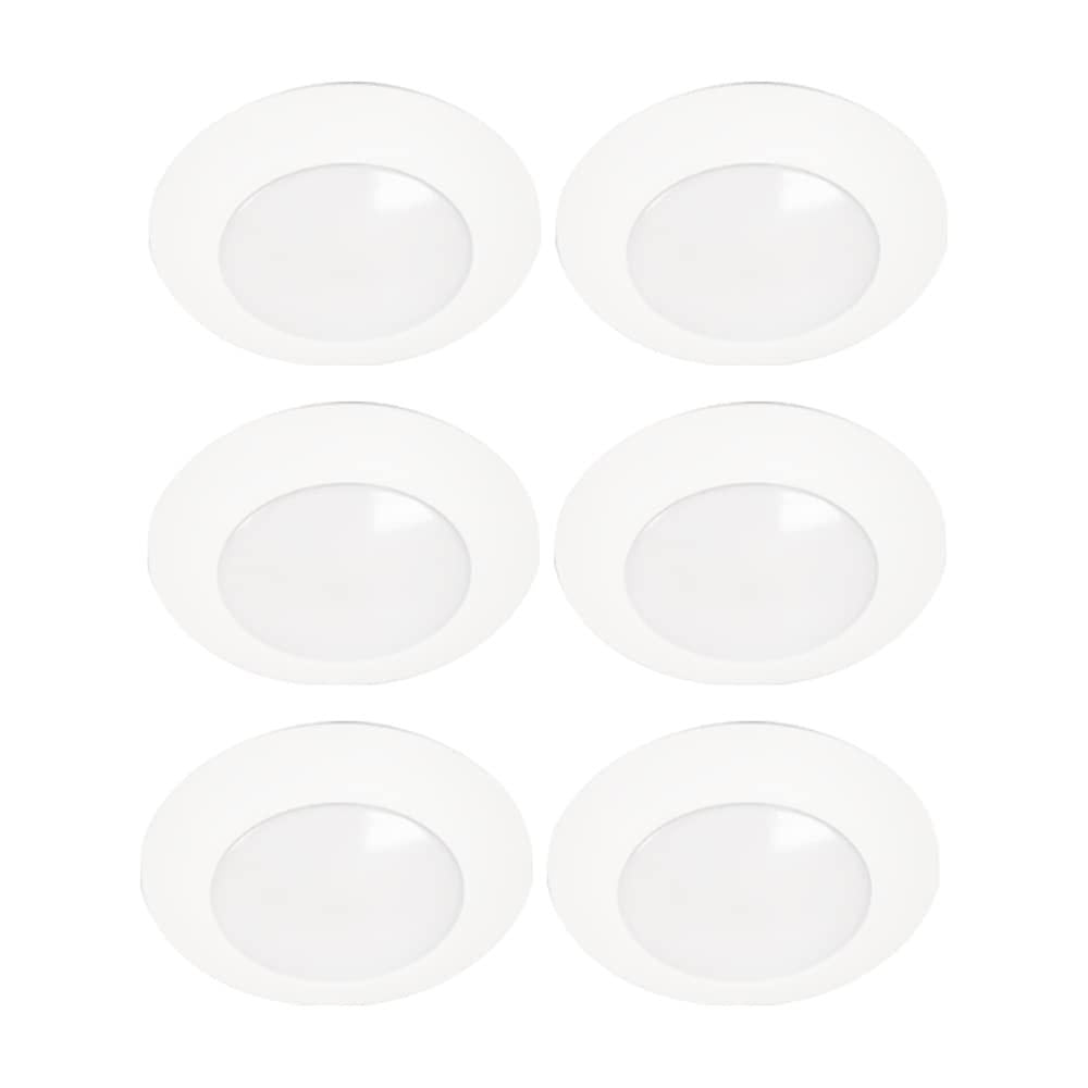 HALO 6 inch Recessed LED Disc Ceiling & Wall Light – Surface Mount – 3000K - White – 6 Pack