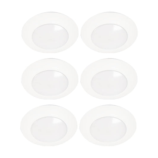 HALO 6 inch Recessed LED Disc Ceiling & Wall Light – Surface Mount – 3000K - White – 6 Pack