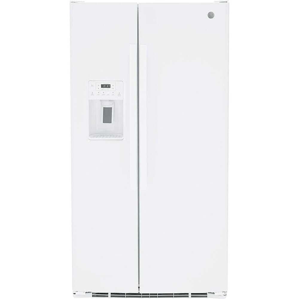 GE 25.3 cu. ft. Side-by-Side Refrigerator in White, Standard Depth ‎GSS25GGPWW