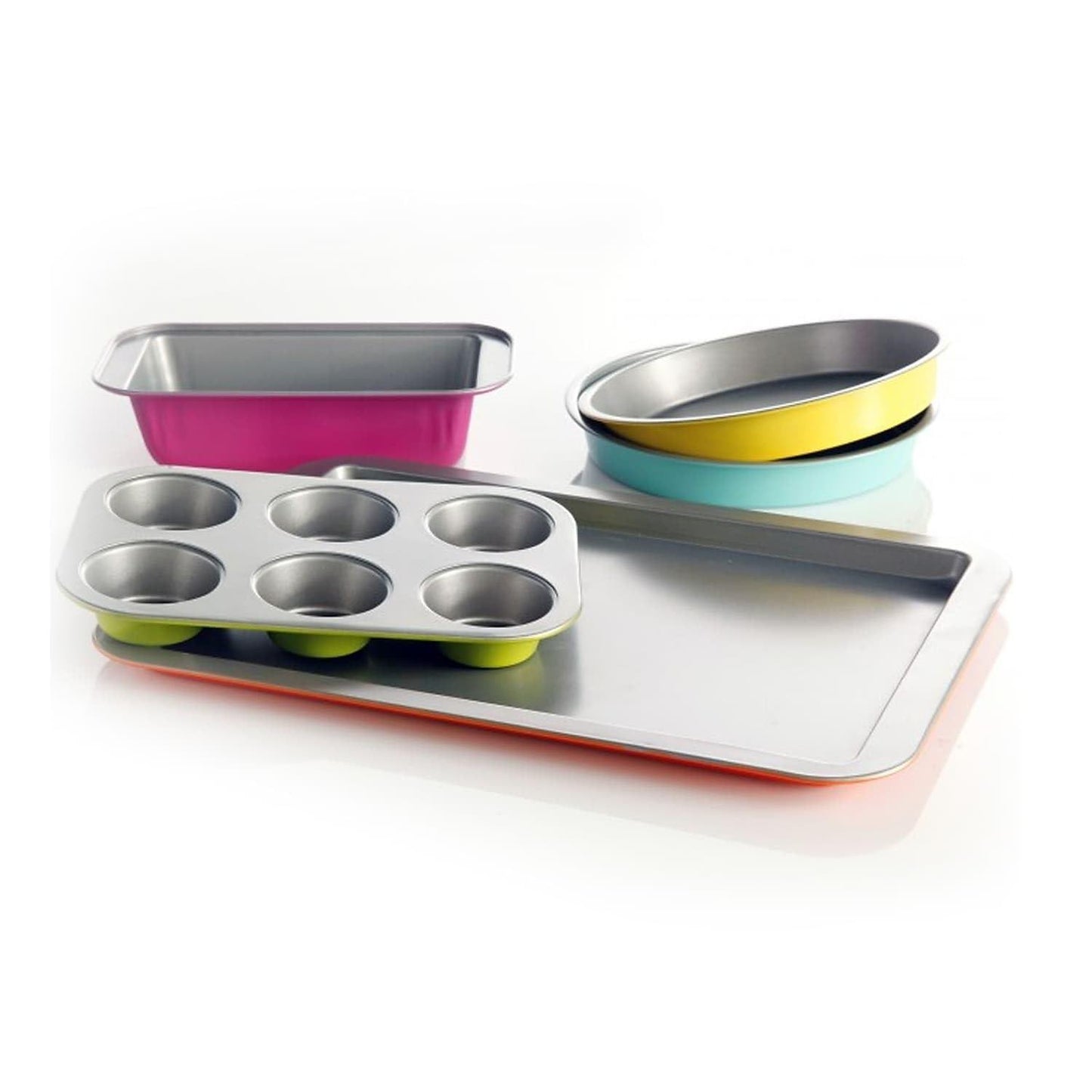 Gibson Home ColorSplash Lyneham 5 Piece Carbon Steel Bakeware Set, Gray