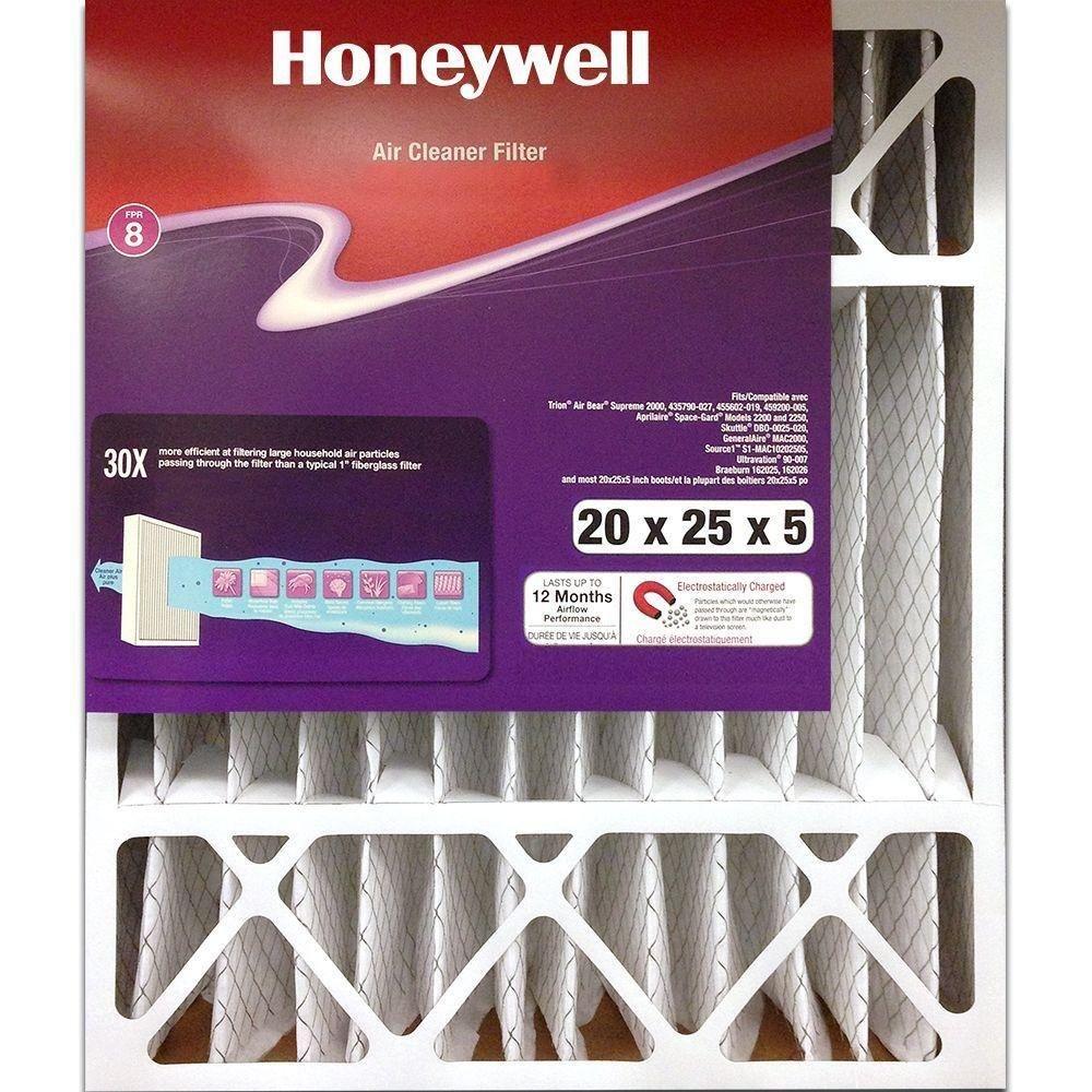 Honeywell 20 in. x 25 in. x 5 in. Cleaner Pleated FPR 8 Air Filter (2-Pack)