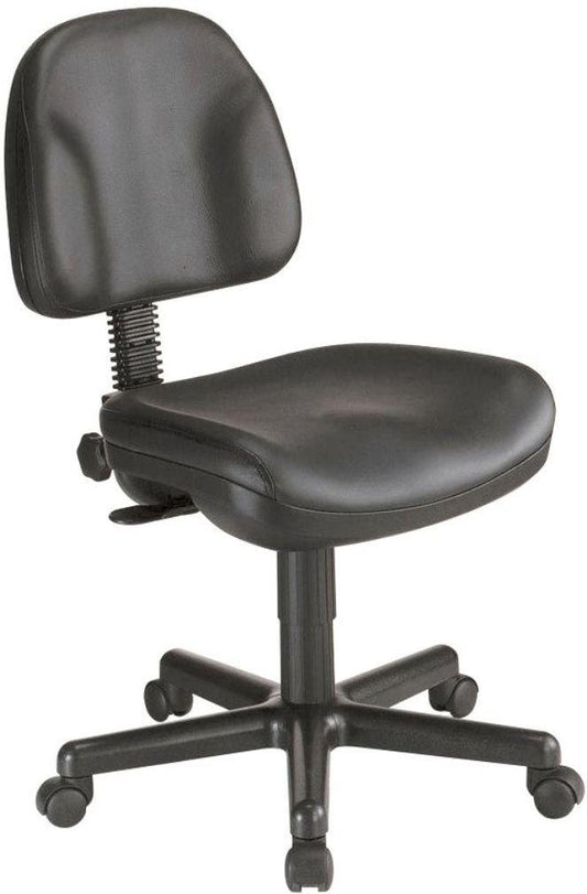 Alvin CH444-90 Black Leather Premo Office Height Ergonomic Chair, Backrest provides solid orthopedic spine support and full-size upholstered seat is contoured for added comfort