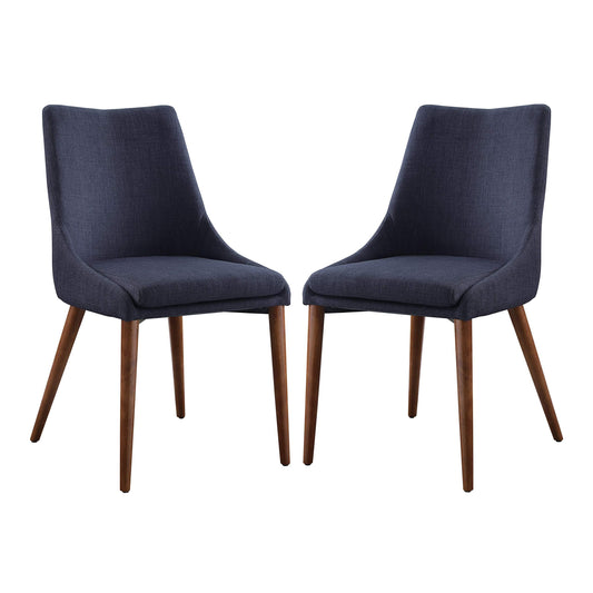 OSP Home Furnishings Palmer Mid-Century Modern Dining Accent Chairs 2-Pack, Navy