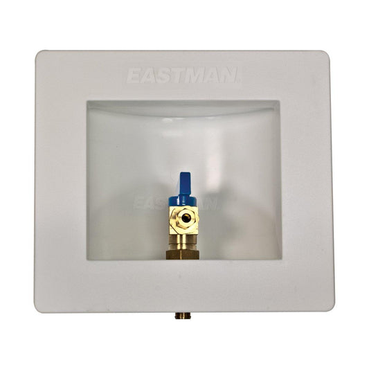 Eastman 1/2 Inch PEX Connection x 1/4 Inch OD Compression Ice Maker Outlet Box, Quarter Turn Ball Valve, Pre-Assembled, 60233