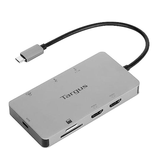 Targus® USB-C Dual HDMI™ Travel Dock, 4-1/2"H x 3" W x 7/8" D, Silver, DSU200TT