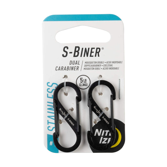 Nite Ize S-Biner Dual Carabiner Stainless Steel, Size 1, Black, 2 count (Pack of 1)