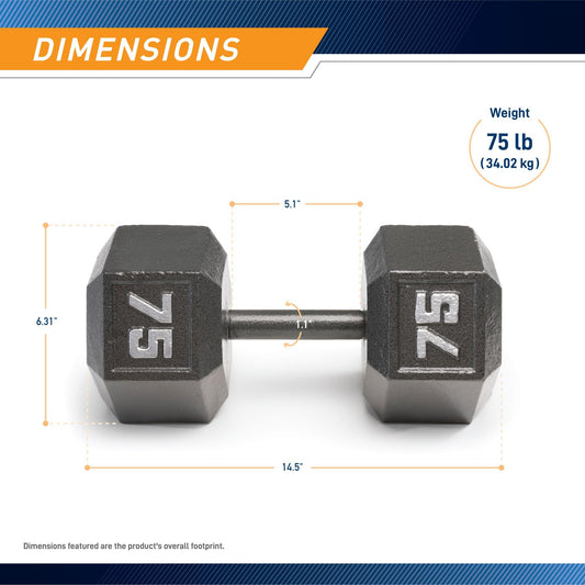 Marcy 75lb Cast Iron Hex Dumbbell, Single, IV-2075