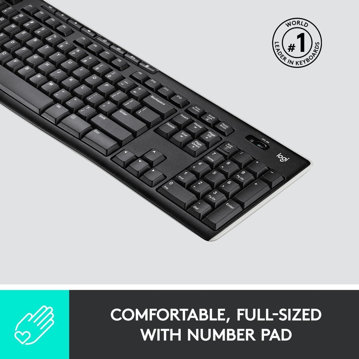 Logitech MK710 Wireless Keyboard and Mouse Combo — Includes Keyboard and Mouse, Stylish Design, Built-In LCD Status Dashboard, Long Battery Life