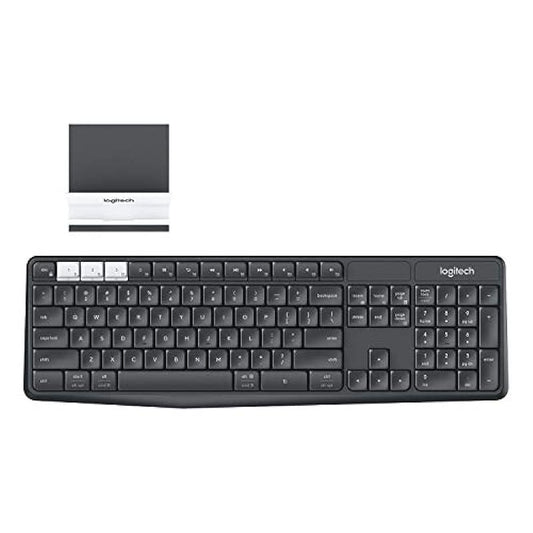 Logitech Bluetooth K375s Multi-Device Wireless Keyboard and Stand Combo, Graphite, Off White