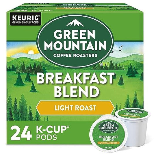 Green Mountain Coffee Roasters Breakfast Blend, Single-Serve Keurig K-Cup Pods, Light Roast Coffee, 24 Count