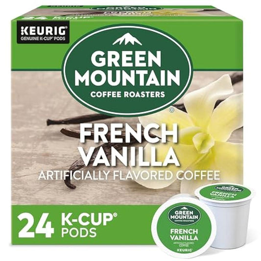 Green Mountain Coffee Roasters French Vanilla, Single-Serve Keurig K-Cup Pods, Flavored Light Roast Coffee, 24 Count