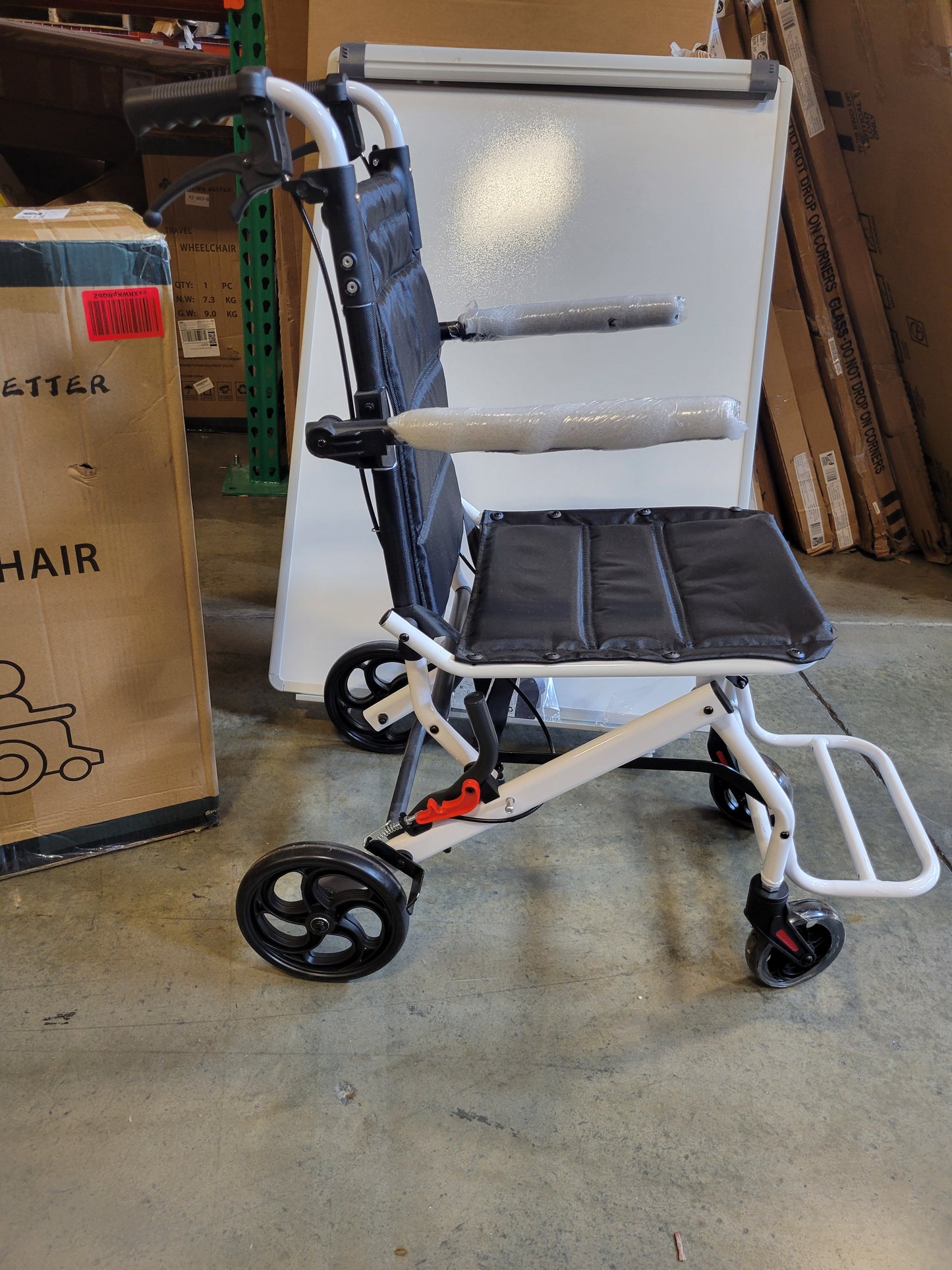 Lightweight Transport Wheelchair W/Handbrakes, Folding Transport Chair for Adults