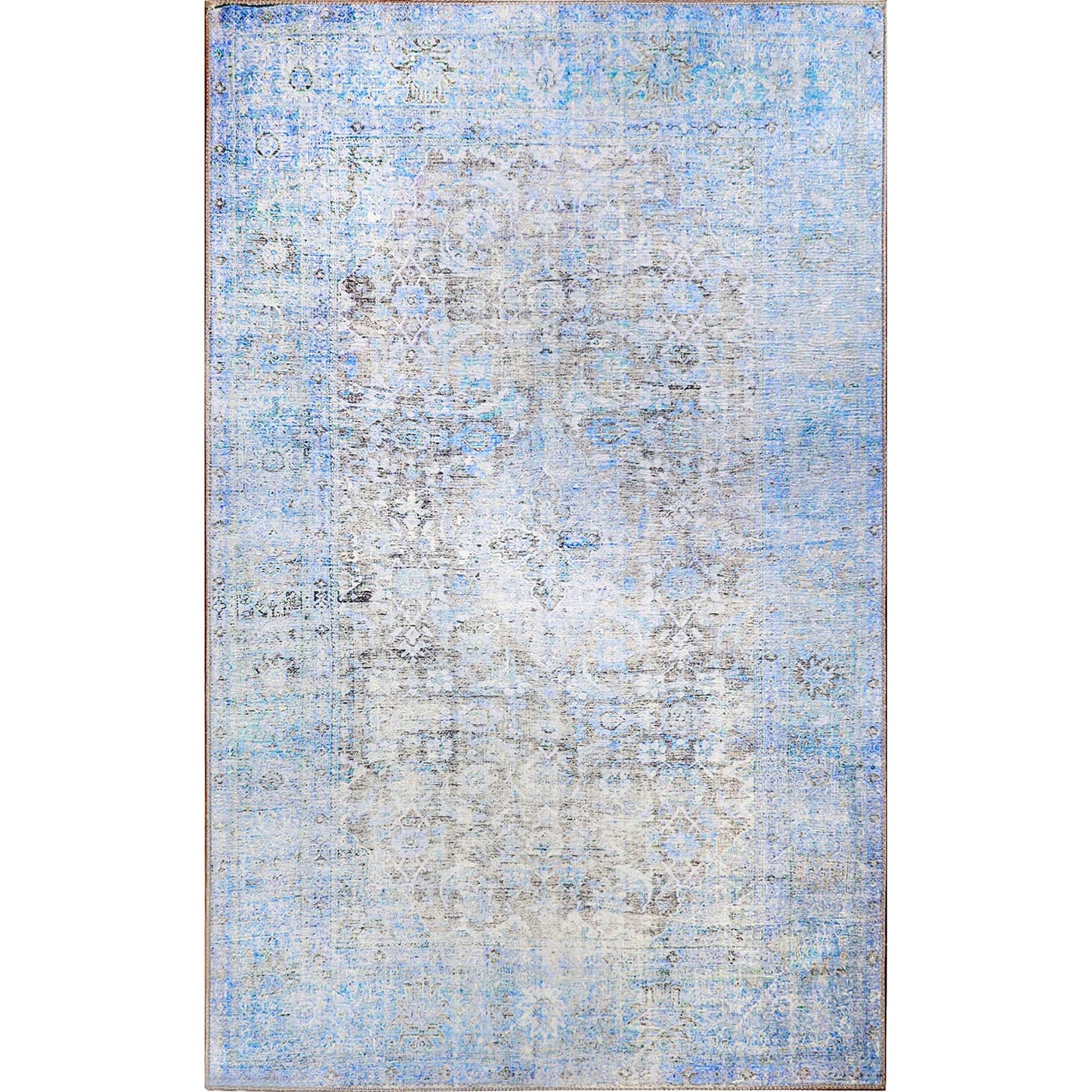 SUPERIOR Large Indoor Area Rug,7' 6" x 9' 6", Light Blue 7.5X9.5RUG-HUDA-AZ