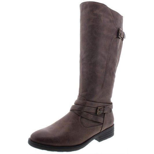 BareTraps Womens Alysha Faux Leather Wide Calf Riding Boots Taupe 6 Medium (B,M)