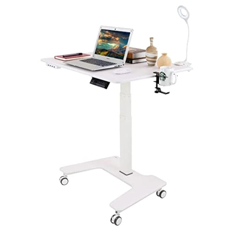 DULOCK - Standing Desk - Portable Computer Stand for Home & Office - Adjustable Height Table 25.59”-49.21” - Single Motor Electric Standup Desk with Lockable Wheels, Accessories Included