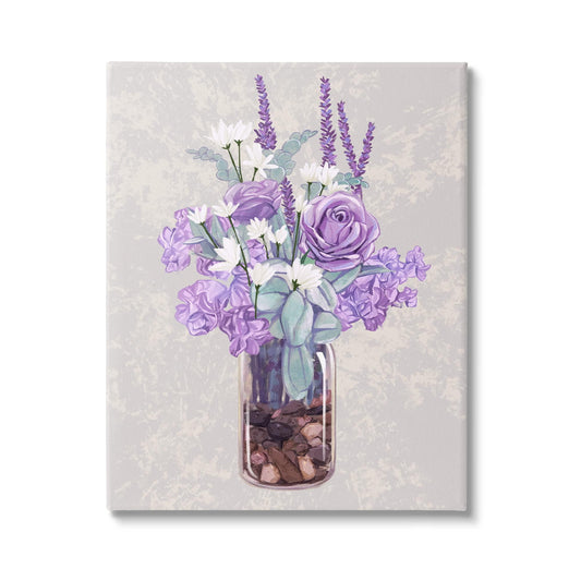 Stupell Industries Mixed Purple Bouquet Full Rose Wildflower Blooms Canvas Wall Art, Design By Ziwei Li