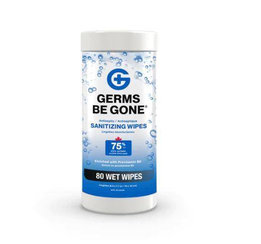 Germs Be Gone Sanitizing Wipes, 6.3" x 7.1", White, Pack of 80 Wipes