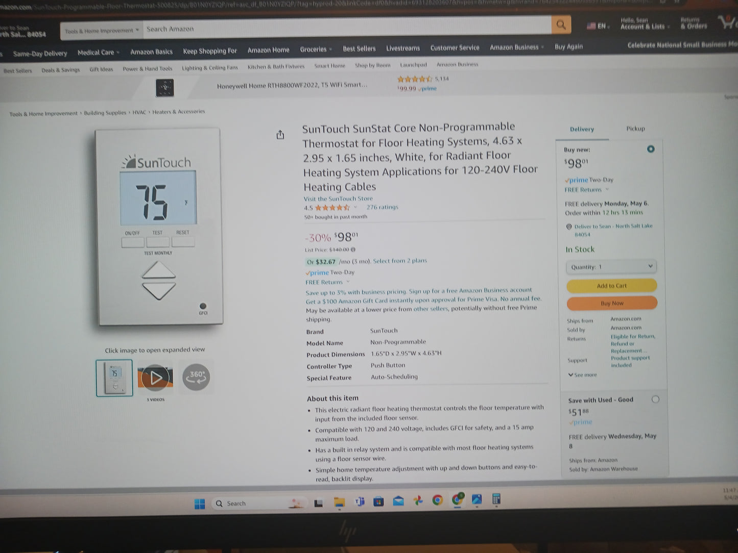 SunStat Core Non-Programmable Floor Heating Thermostat