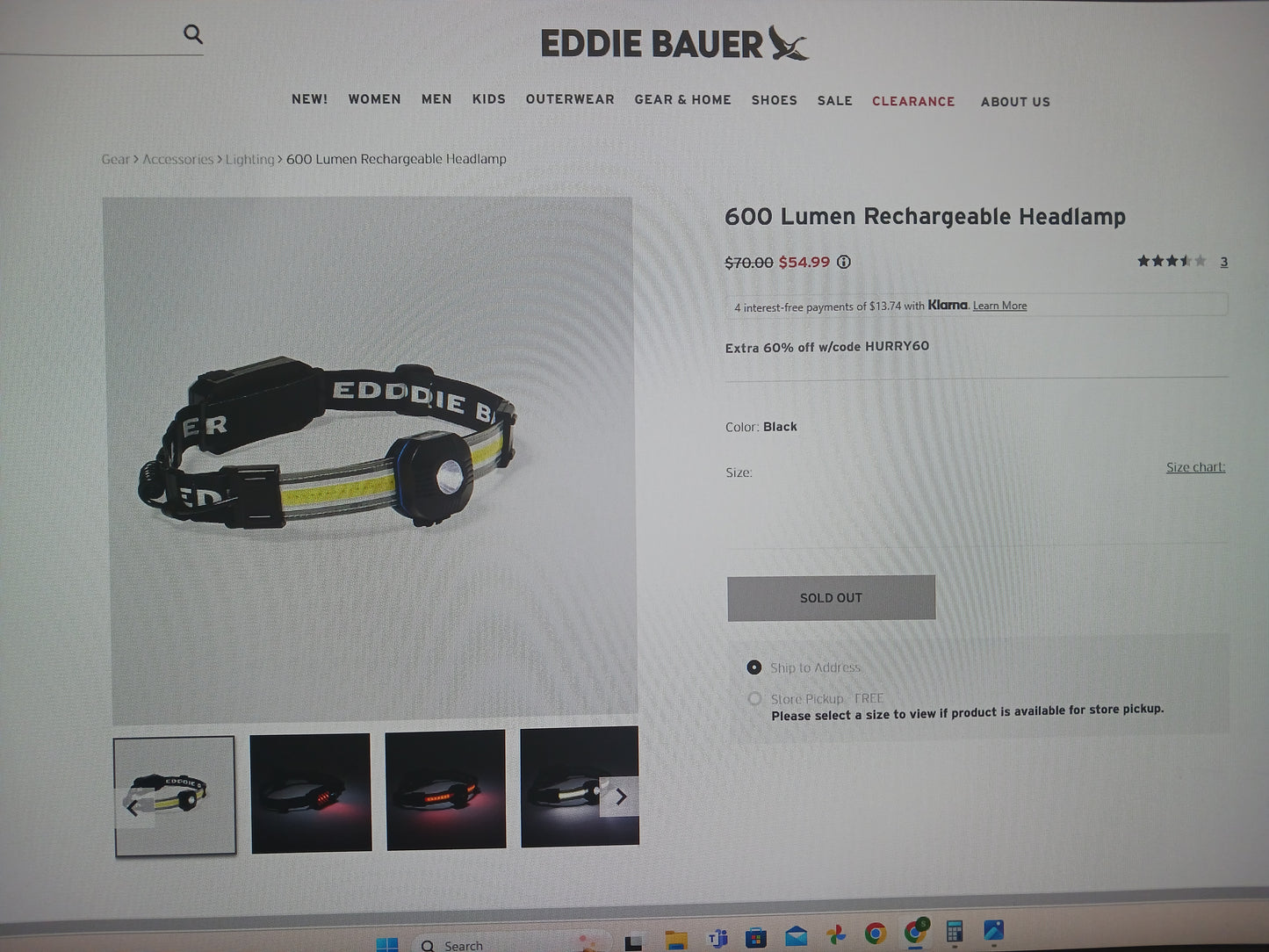 Eddie Bauer 600 Lumen Rechargeable Headlamp with Multiple Light Source