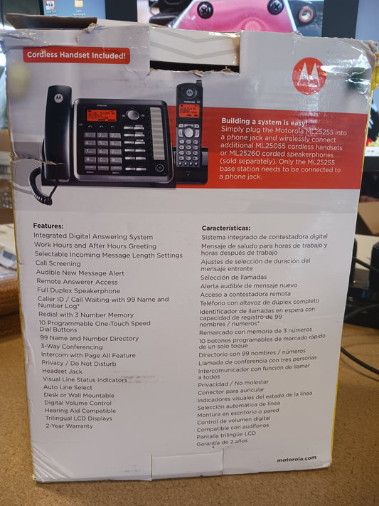 Motorola Visys 25255re2 Two-Line Corded/Cordless Phone System with Answering System, Including Cordless Handset