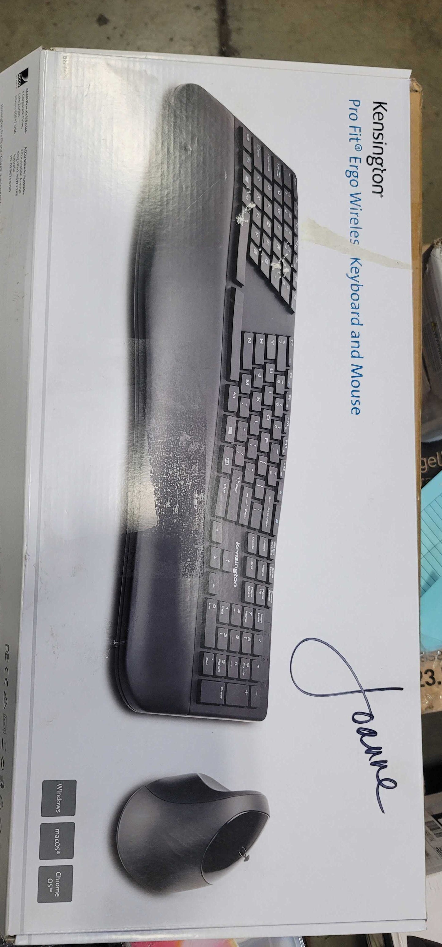 Kensington Pro Fit Ergonomic Wireless Keyboard and Mouse - Black (K75406US)