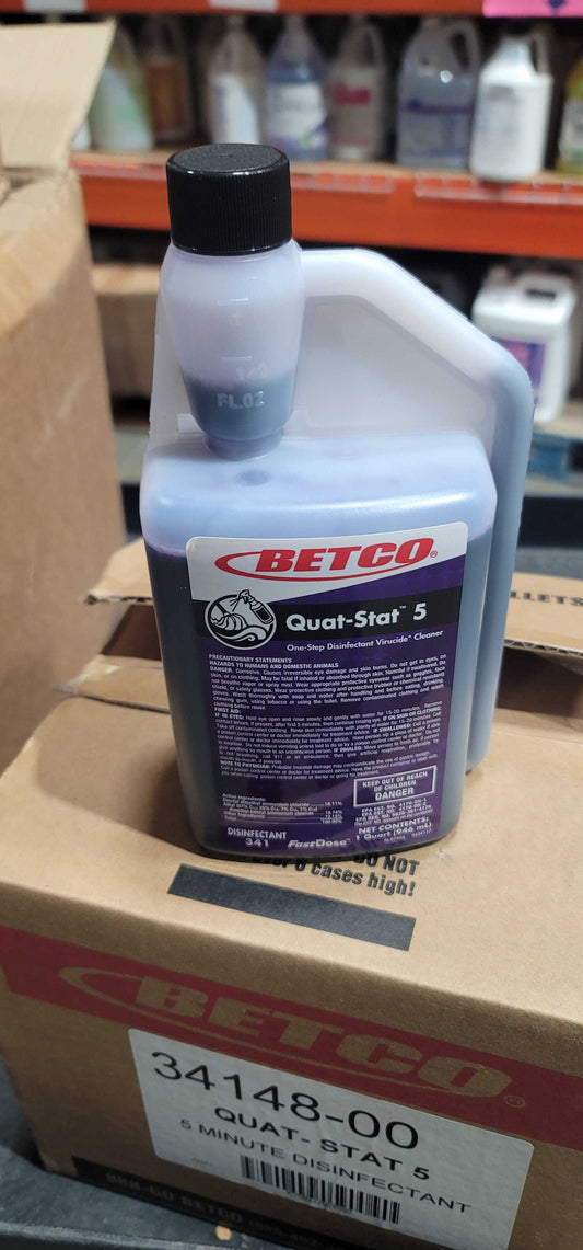 Betco® Quat-Stat 5 Concentrated Cleaning Solution, 39 Oz, Lavender Scent, Pack Of 6