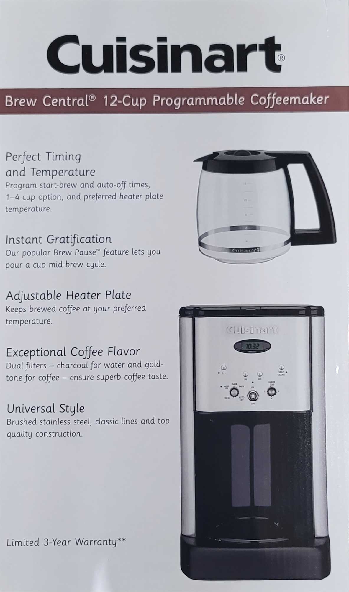 Cuisinart Brew Central 12-Cup Programmable Coffee Maker - Stainless Steel - DCC-1200P1