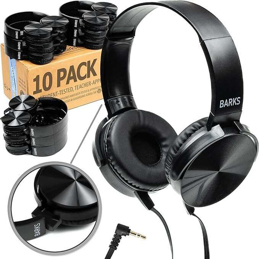 Barks Classroom Headphones (10 Pack): On-Ear Headphones