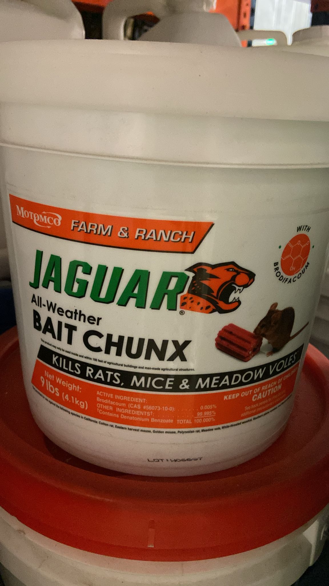 Jaguar Pail Bait Chunx Rodent Repellent, 9lb -