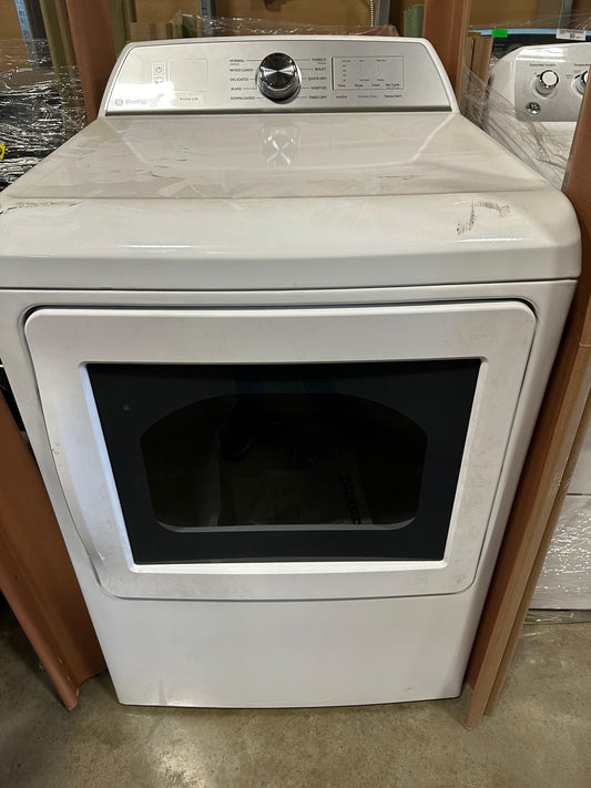 GE Profile ENERGY STAR 7.4 cu. ft. Capacity Aluminized Alloy Drum Smart Electric Dryer with Sanitize Cycle and Sensor Dry PTD60EBSRWS