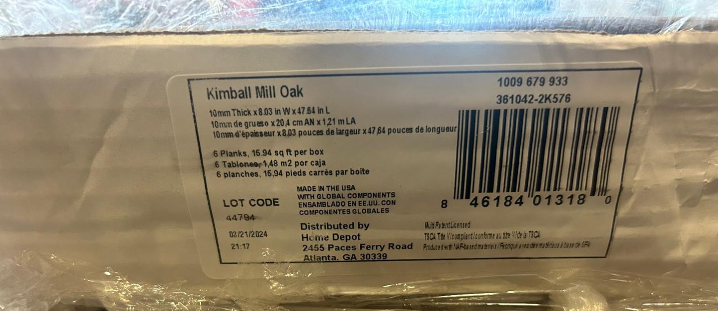 Global components Kimball Mill Oak 12 mm T x 8.03 in W Waterproof Laminate Wood Flooring (15.9 sqft/case) 361042-2K576