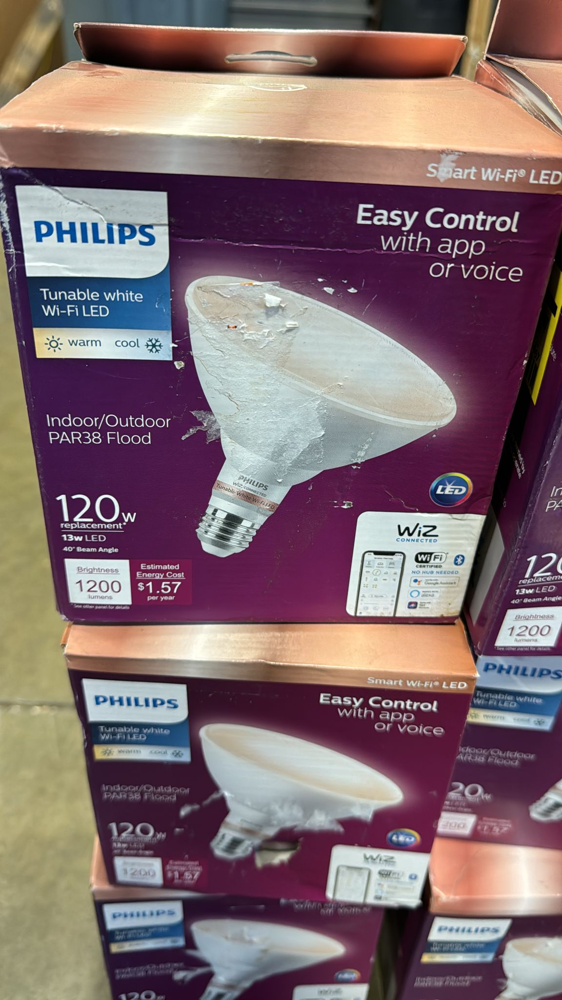 Philips 120-Watt Equivalent PAR38 LED Smart Wi-Fi Tunable White Light Bulb Powered by WiZ with Bluetooth (1-Pack)