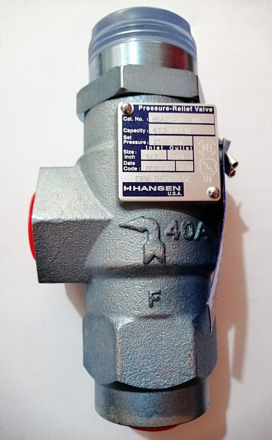 Hansen H5600r GA Pressure Relief Valve 1/2" Inlet 3/4" Outlet 150psi