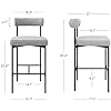 Nathan James Dahlia Counter Height Chair, Modern Barstool with Back, Mid-Century Metal Legs and Padded Cushion for Kitchen, Island and Bars, Light Grey/Black