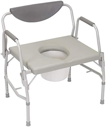 Heavy Duty Drop Arm Bariatric Commode Bedside Commode Toilet Chair 1000 lbs with Arms and Bathroom Safety Frame for Elderly, Adults Adjustable Seat Height, Extra-Wide