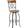 Powell Pewter and Bronze Hamilton Swivel Barstool, Bar Height, Beige